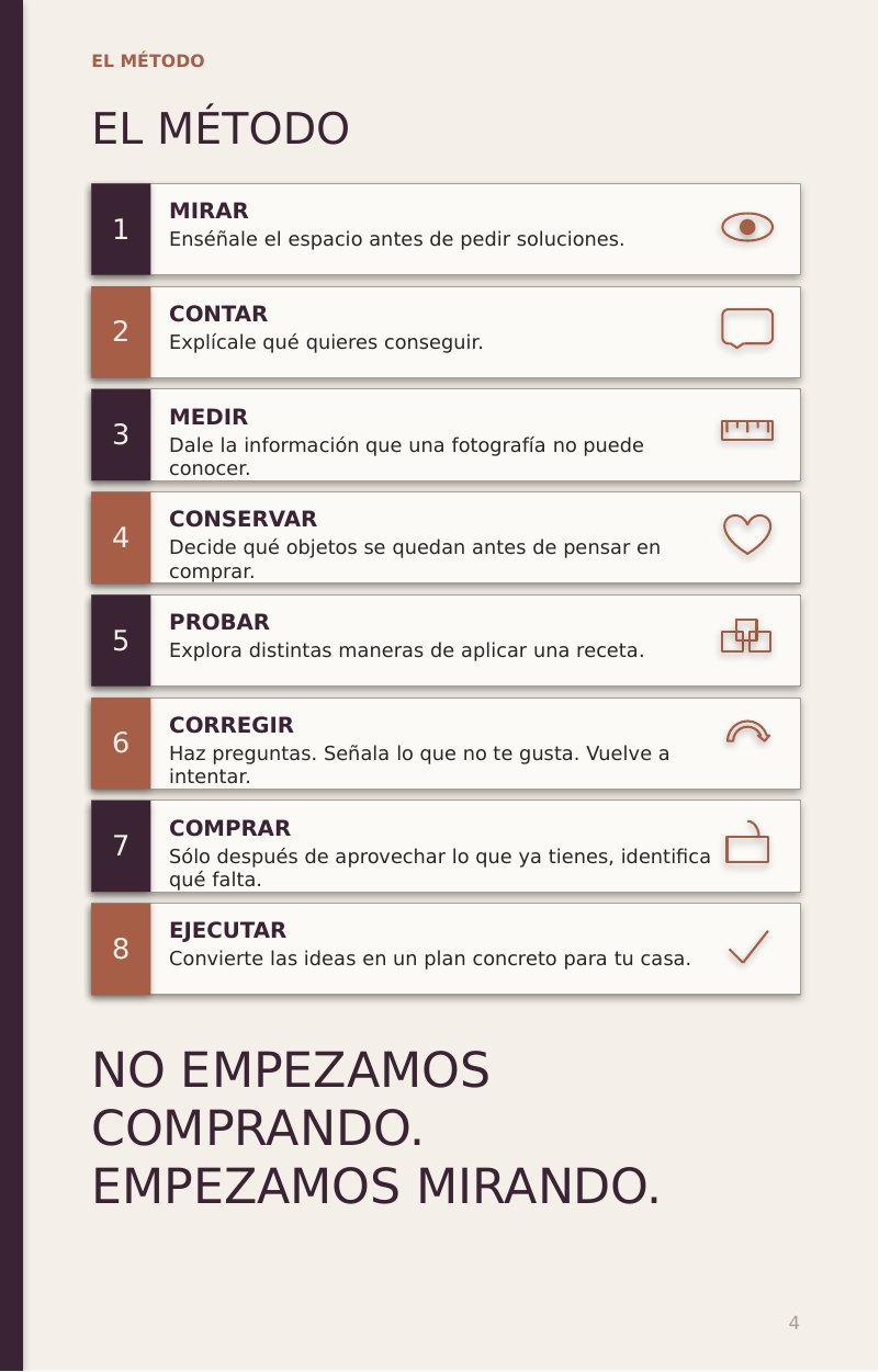 Página real del ebook Decora con IA: el método en 8 pasos